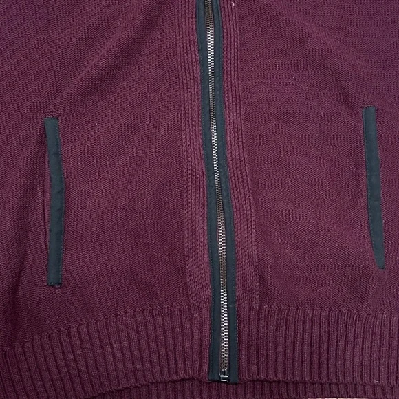 GUESS Men's Deep Burgundy Zip-Up Sweater - Picture 5 of 6